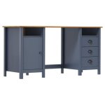 Bureau - vidaxl - hill range - bois de pin massif - 3 tiroirs - 150x50x74 cm - gris