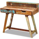 Bureau vintage - vidaxl - bois de récupération massif - 140cm - 2 tiroirs Bureau vintage - vidaxl - bois de récupération massif - 140cm - 2 tiroirs