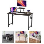 Noir table dordinateur 100x40cm de salon chambre bureau avec porte - couteur et un support rglable ...
