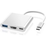 Adaptateur 3 en 1 - zisonix - type c vers hdmi - usb 3. 0 - port de charge - compatible windows et macbook ...