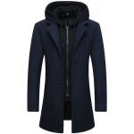Caban homme - marque - bleu marine - capuche amovible - fermeture �clair et boutons - laine + polyester ...