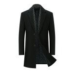 Caban homme business mi - longue manteau coupe - vent en laine - noir