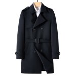 Caban homme business trench chassique sans repassage avec ceinture longue automne - bleu marine - insfity ...