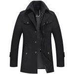Caban homme - caban - cafe - col rabattu - multi - poches - mi - longue - noir