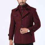 Caban homme Épaisse chaude business casual - bordeaux Caban homme Épaisse chaude business casual - bordeaux
