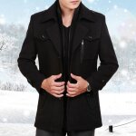 Caban homme �paisse chaude business regular fit confort pour automne hiver - noir