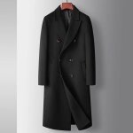 Caban homme en laine m�lang�e long chaud haute qualit� business hiver - noir