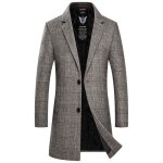 Caban homme en laine slim plaid mi - longue Épaisse chaude Élégant simple boutonnage - camel Caban homme en laine slim plaid mi - longue Épaisse chaude Élégant simple boutonnage - camel