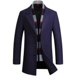 Caban homme mi - longue paisse chaude business regular fit pour automne hiver - bleu marine