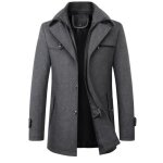 Caban homme mi - longue �paisse chaude business regular fit �l�gant trench - coat - gris