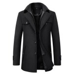 Caban homme mi - longue Épaisse chaude business regular fit trench - coat - noir Caban homme mi - longue Épaisse chaude business regular fit trench - coat - noir