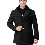Caban en laine funmoon pour homme - noir - col intérieur amovible - coupe droit Caban en laine funmoon pour homme - noir - col intérieur amovible - coupe droit