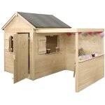 Cabane enfant en bois non trait� - jardipolys - playhouse alpaga - avec pergola - dimensions 245 x 128 ...
