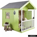 Cabane pour enfants - jardipolys - kangourou - bois sapin - vitrage synth�tique - naturelle
