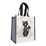 Cabas de courses en matire recycle - motif chat noir assis tranquillement - format 30 * 26 cm avec ...