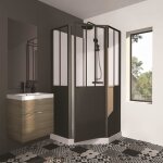 Cabine de douche 100x100x220 style indutriel noir