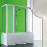 Cabine douche 3 c�t�s pare - baignoire 80x200x80 cm en acrylique mod. plutone 2 avec ouverture centrale ...