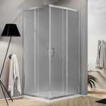 Cabine de douche angulaire carr�e - idralite - ready - verre opaque 6mm - profil�s chrom�s - 70x70 cm ...