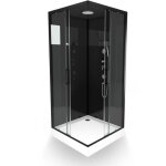 Cabine de douche black mirror carr�e - noir - 90 x 90 x 220 cm - aurlane - coulissante - verre tremp� ...