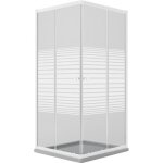 Cabine de douche carr� 80x80 cm h185 verre s�rigraphi� mod. blanc