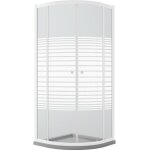 Cabine de douche demi - circulaire 90x90 cm h185 verre s�rigraphi� mod. blanc