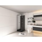 Cabine de douche installation r�versible et hauteur ajustable - noir - l90 x l90 x h213 / 232 cm - damilu ...