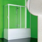 Cabine douche pare - baignoire forte nettuno 70x170 cm - ouverture centrale - acrylique blanc
