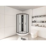 Cabine de douche quart de cercle - hauteur ajustable - l80 x l80 x h200 / 220 cm - noir et blanc - rovata ...