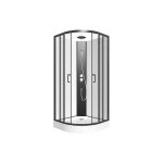 Cabine de douche quart de cercle - hauteur ajustable - l90 x l90 x h200 / 220 cm - noir et blanc - rovata ...