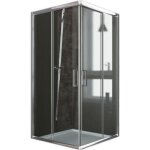 Cabine paroi douche 80x80 h185 transparent 6mm - idralite - alabama - portes coulissantes - aluminium ...