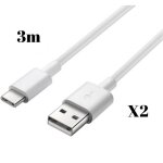 Cble pour manette de console - phonillico - 3m - usb - c - blanc - lot de 2