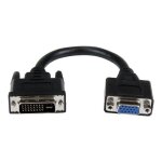 Cble adaptateur dvi vers vga de 20cm - m / f - noir - convertisseur dvi - i vers hd15 de 20 cm - m / ...