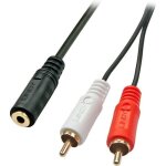 Câble audio premium 2 x rca (cinch) vers jack 35mm femelle - lindy - adaptateur audio - blindé Câble audio premium 2 x rca (cinch) vers jack 35mm femelle - lindy - adaptateur audio - blindé