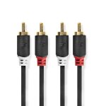 Câble audio stéréo - nedis - cabw24200at05 - 0. 50 m - 2x rca male - plaqué or Câble audio stéréo - nedis - cabw24200at05 - 0. 50 m - 2x rca male - plaqué or