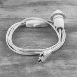 C�ble �lectrique blanc avec douille e14 et interrupteur cordon long. 2 m pour la r�alisation dune lampe ...