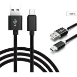 Cble metal nylon renforc chargeur usb / type c longueur 2m couleur noir compatible samsung lg sony ...