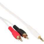C�ble audio - inline� - 2x rca vers 35mm jack - plaqu� or - 2m - blanc