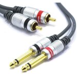 C�ble rca - vitalco - 2 rca vers double jack 635 mm - 3m - noir / rouge - connecteur audio
