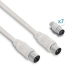 Cble tv coaxial 952 mm mle / mle + adaptateurs universels 5 m - blanc
