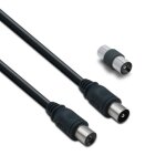 Cble tv coaxial 952 mm mle / fem. + adaptateur mle / mle 2 m - noir
