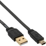 C�ble usb 2. 0 plat inline� usb a m�le vers mini - b m�le (5pol. ) noir 05m