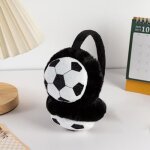 Cache - oreilles enfant - peluche - motif football - anti froid - noir