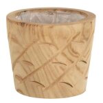 Cache - pot en bois encoches 20cm naturel