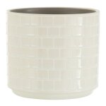 Cache - pot en c�ramique brillant 17cm blanc