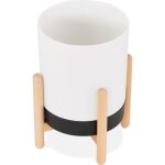 Cache - pot design - paris prix - jonea - 33 cm - blanc & noir - polypropylène & bois Cache - pot design - paris prix - jonea - 33 cm - blanc & noir - polypropylène & bois