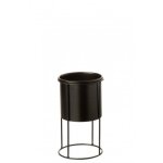 Cache pot sur pied en mtal noir