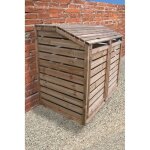 Cache poubelle en bois autoclav� double - 150x90x120cm - cache et abri pour 2 bacs poubelles