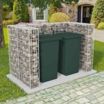 Cache - poubelle cadre  gabion de poubelle double acier 180 x 100 x 120 cm