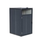 Cache poubelle gris en acier galvanisé. 1 place l 73 x p 82 x h 124 cm Cache poubelle gris en acier galvanisé. 1 place l 73 x p 82 x h 124 cm
