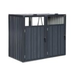 Cache poubelle gris en acier galvanisé. 2 places l 146 x p 82 x h 124 cm Cache poubelle gris en acier galvanisé. 2 places l 146 x p 82 x h 124 cm